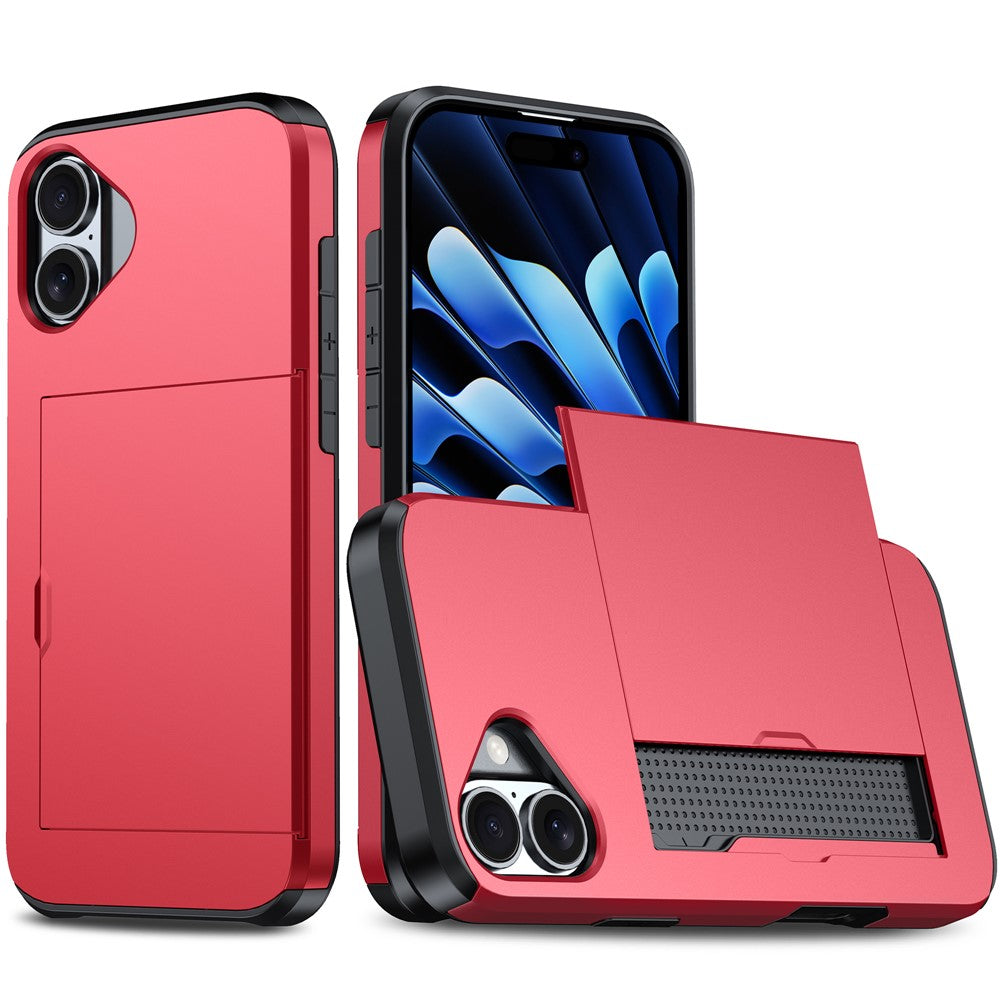 For iPhone 17 Case with Card Holder TPU + PC Phone Back Cover