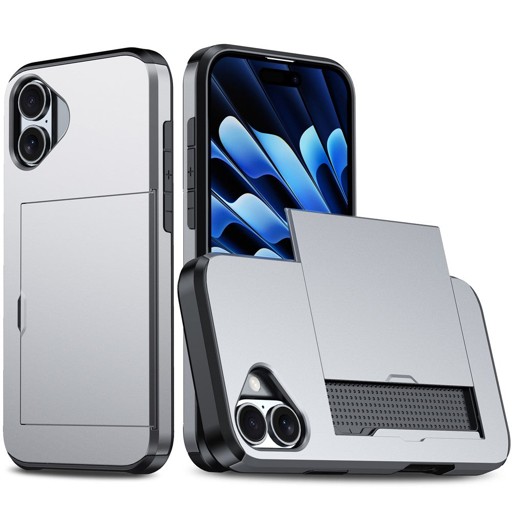 For iPhone 17 Case with Card Holder TPU + PC Phone Back Cover
