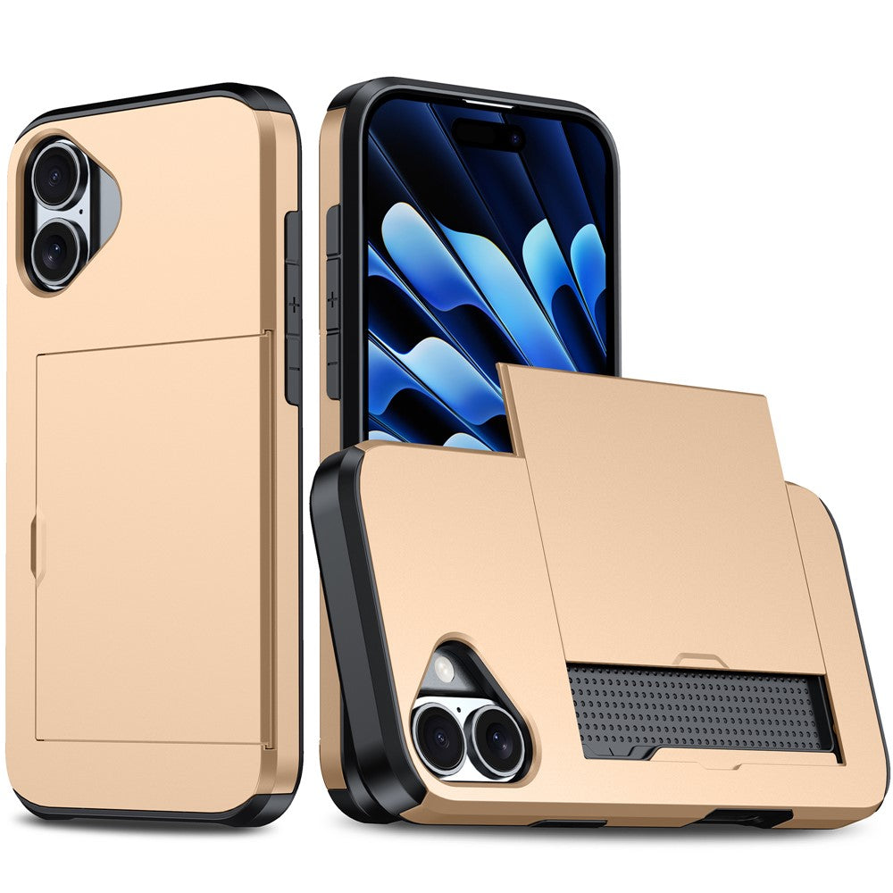 For iPhone 17 Case with Card Holder TPU + PC Phone Back Cover