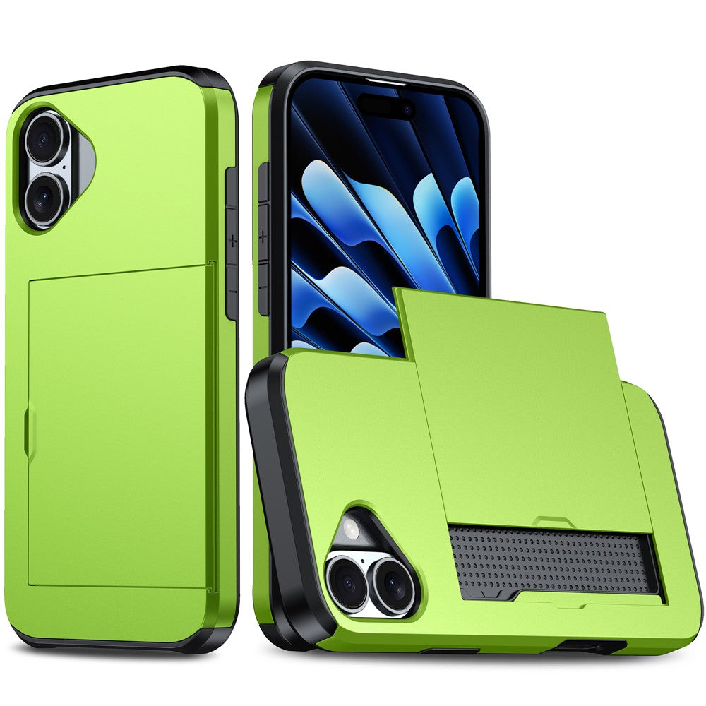 For iPhone 17 Case with Card Holder TPU + PC Phone Back Cover