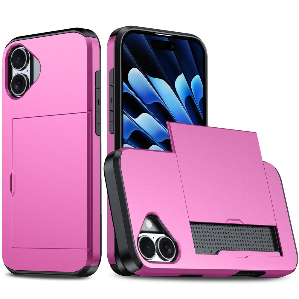 For iPhone 17 Case with Card Holder TPU + PC Phone Back Cover
