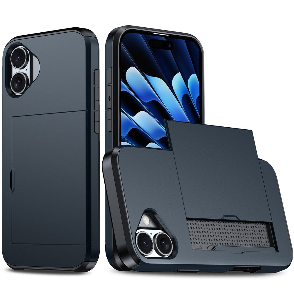 For iPhone 17 Case with Card Holder TPU + PC Phone Back Cover