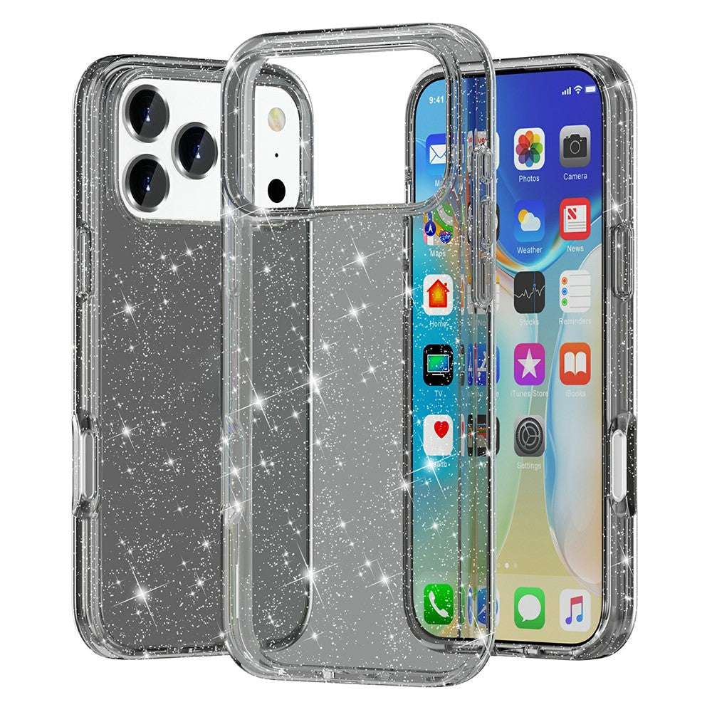 For iPhone 17 Pro Case Sparkly Powder Glitter Shiny Soft TPU + Hard PC Back Cover