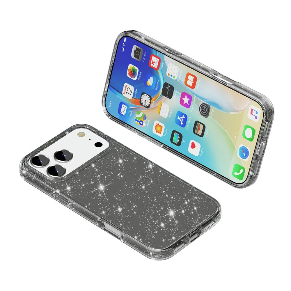 For iPhone 17 Pro Case Sparkly Powder Glitter Shiny Soft TPU + Hard PC Back Cover