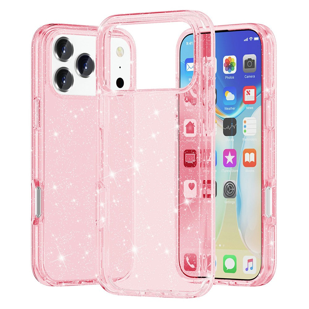 For iPhone 17 Pro Case Sparkly Powder Glitter Shiny Soft TPU + Hard PC Back Cover