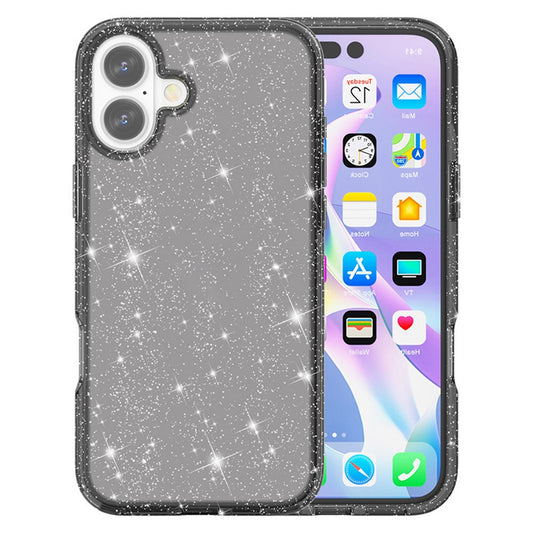 For iPhone 17 Case Sparkly Powder Glitter Shiny Soft TPU + Hard PC Back Cover