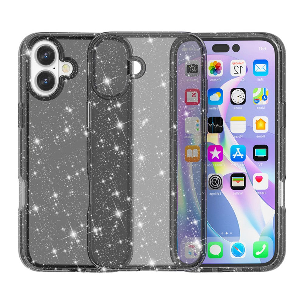 For iPhone 17 Case Sparkly Powder Glitter Shiny Soft TPU + Hard PC Back Cover