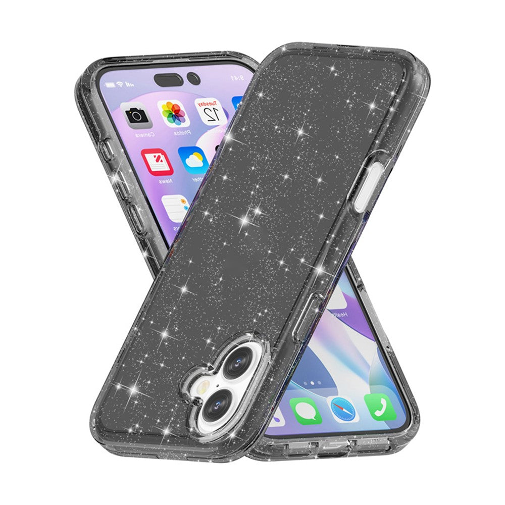 For iPhone 17 Case Sparkly Powder Glitter Shiny Soft TPU + Hard PC Back Cover
