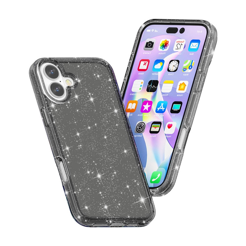 For iPhone 17 Case Sparkly Powder Glitter Shiny Soft TPU + Hard PC Back Cover