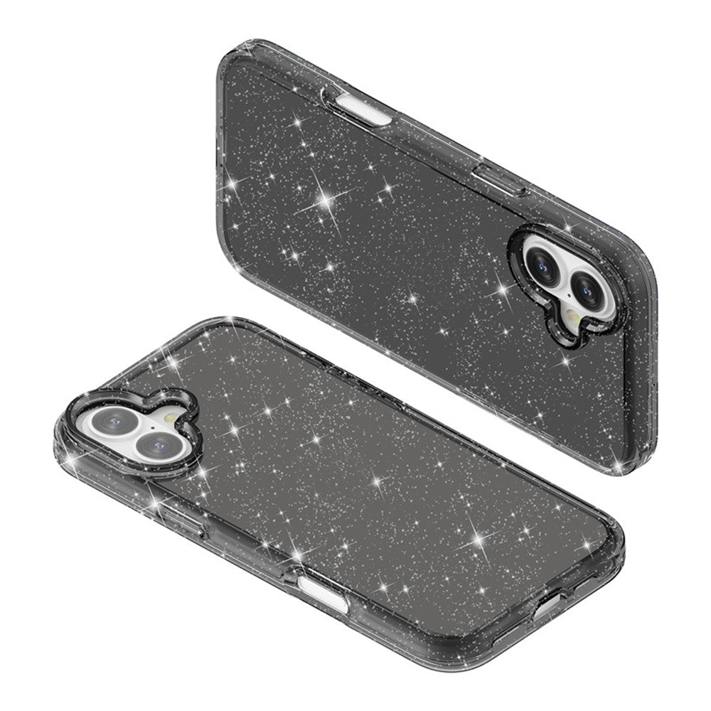 For iPhone 17 Case Sparkly Powder Glitter Shiny Soft TPU + Hard PC Back Cover
