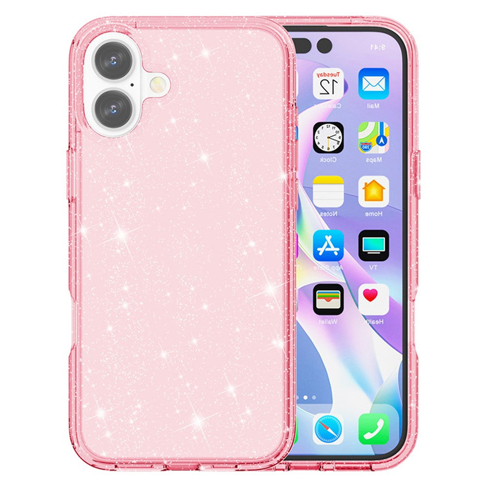 For iPhone 17 Case Sparkly Powder Glitter Shiny Soft TPU + Hard PC Back Cover