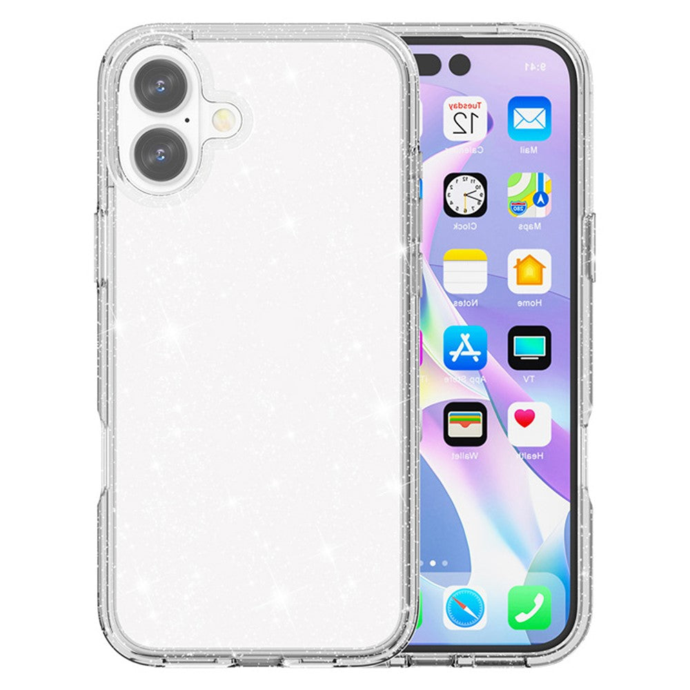 For iPhone 17 Case Sparkly Powder Glitter Shiny Soft TPU + Hard PC Back Cover