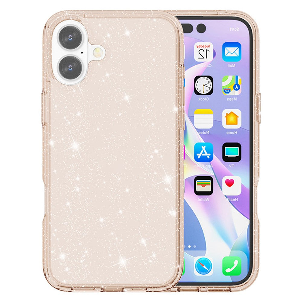 For iPhone 17 Case Sparkly Powder Glitter Shiny Soft TPU + Hard PC Back Cover