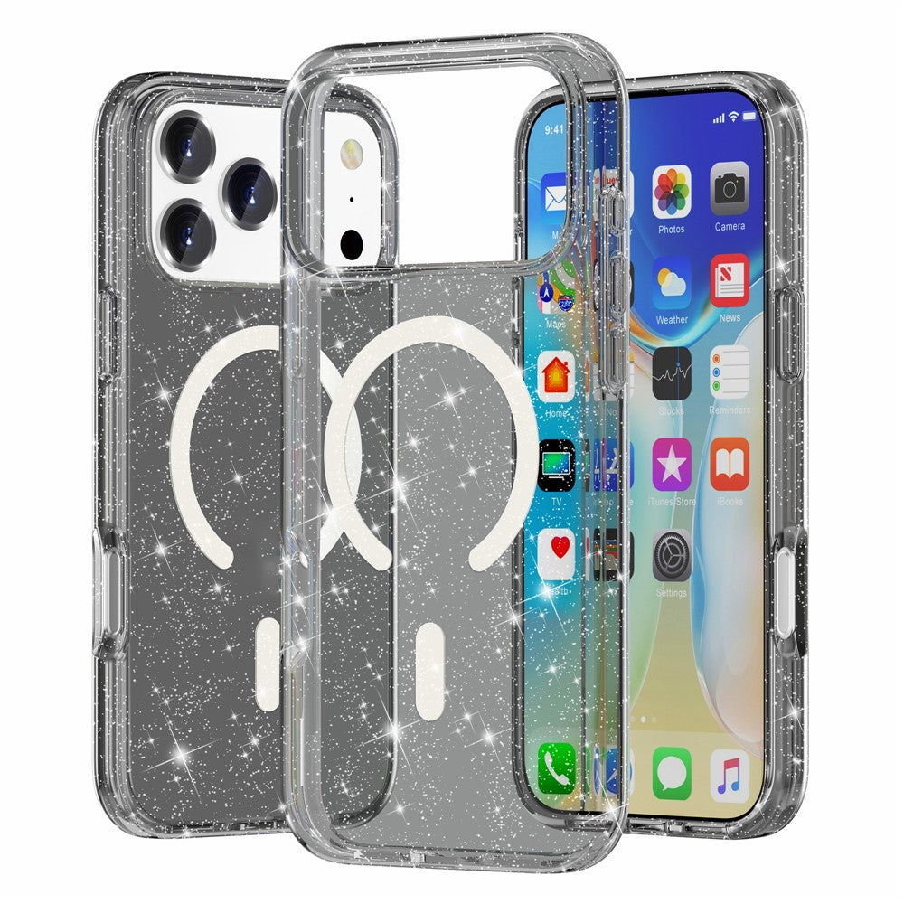 For iPhone 17 Pro Max Case Compatible with MagSafe Glitter Powder PC + TPU Phone Cover