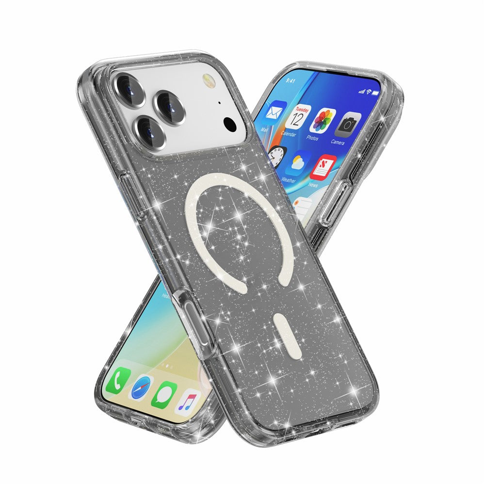 For iPhone 17 Pro Max Case Compatible with MagSafe Glitter Powder PC + TPU Phone Cover