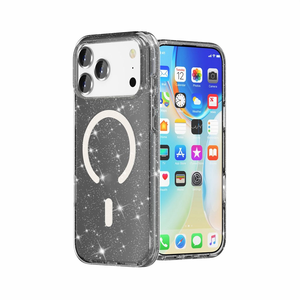 For iPhone 17 Pro Max Case Compatible with MagSafe Glitter Powder PC + TPU Phone Cover
