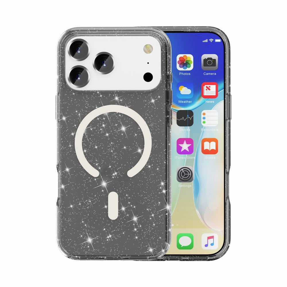 For iPhone 17 Pro Max Case Compatible with MagSafe Glitter Powder PC + TPU Phone Cover