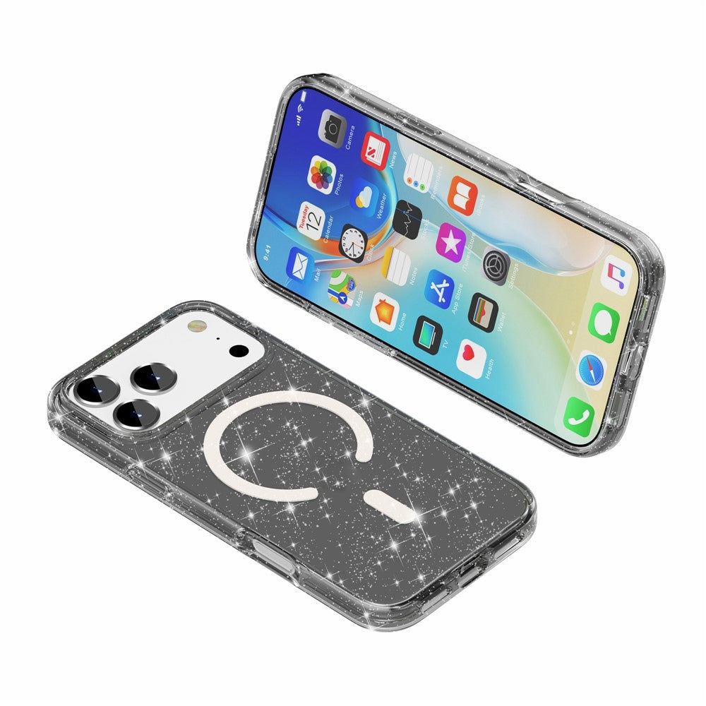 For iPhone 17 Pro Max Case Compatible with MagSafe Glitter Powder PC + TPU Phone Cover
