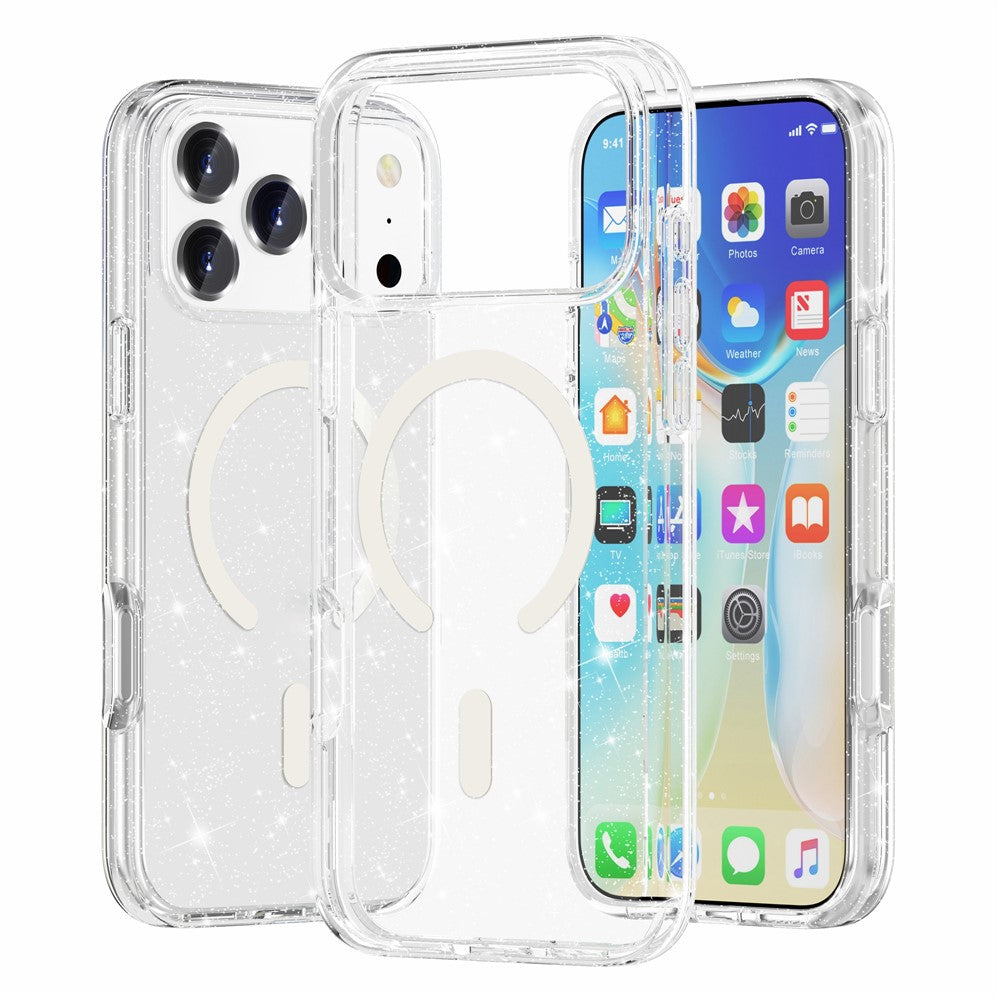 For iPhone 17 Pro Max Case Compatible with MagSafe Glitter Powder PC + TPU Phone Cover