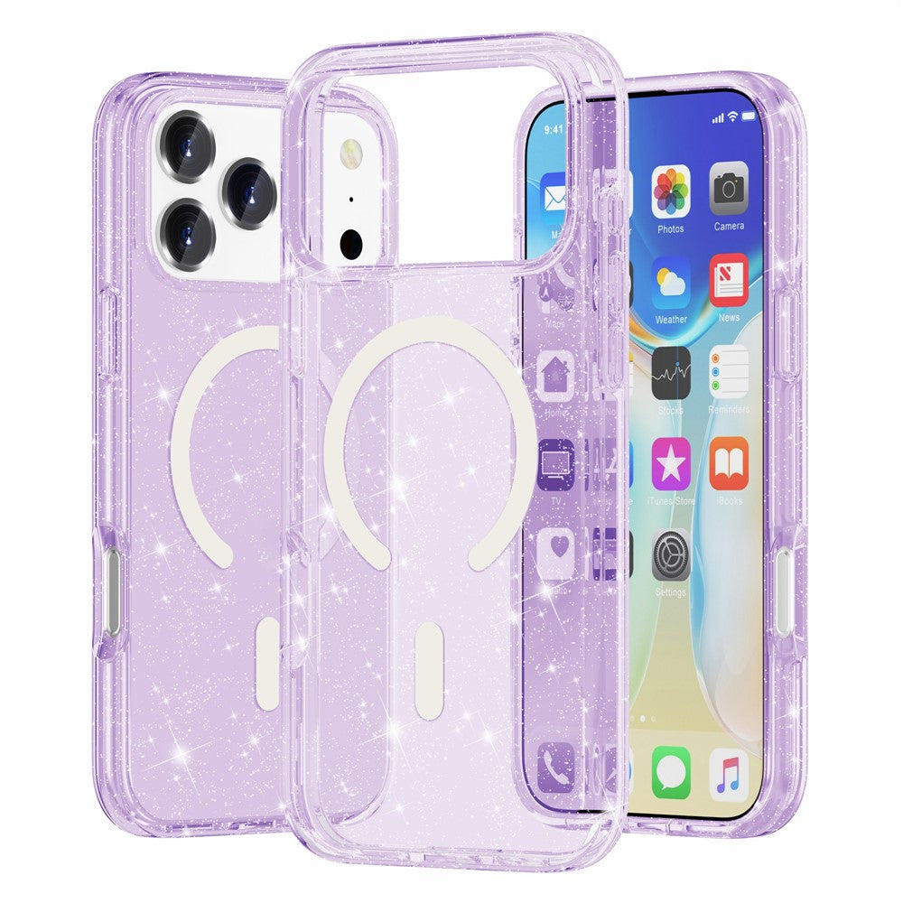 For iPhone 17 Pro Max Case Compatible with MagSafe Glitter Powder PC + TPU Phone Cover