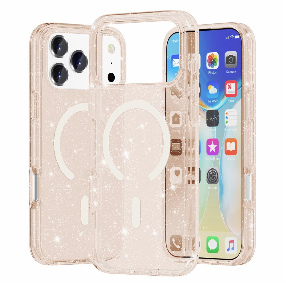 For iPhone 17 Pro Max Case Compatible with MagSafe Glitter Powder PC + TPU Phone Cover