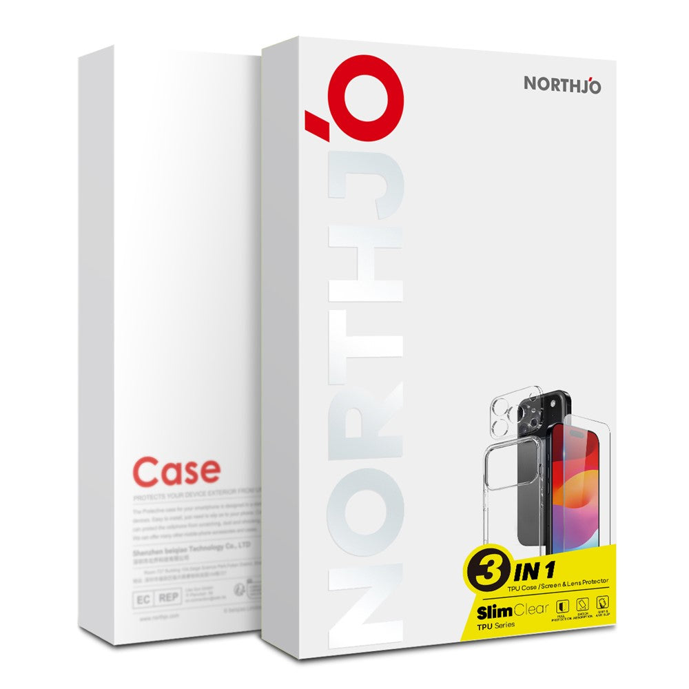 NORTHJO For iPhone 17 TPU Phone Case Set with Front Screen Protector + Lens Film