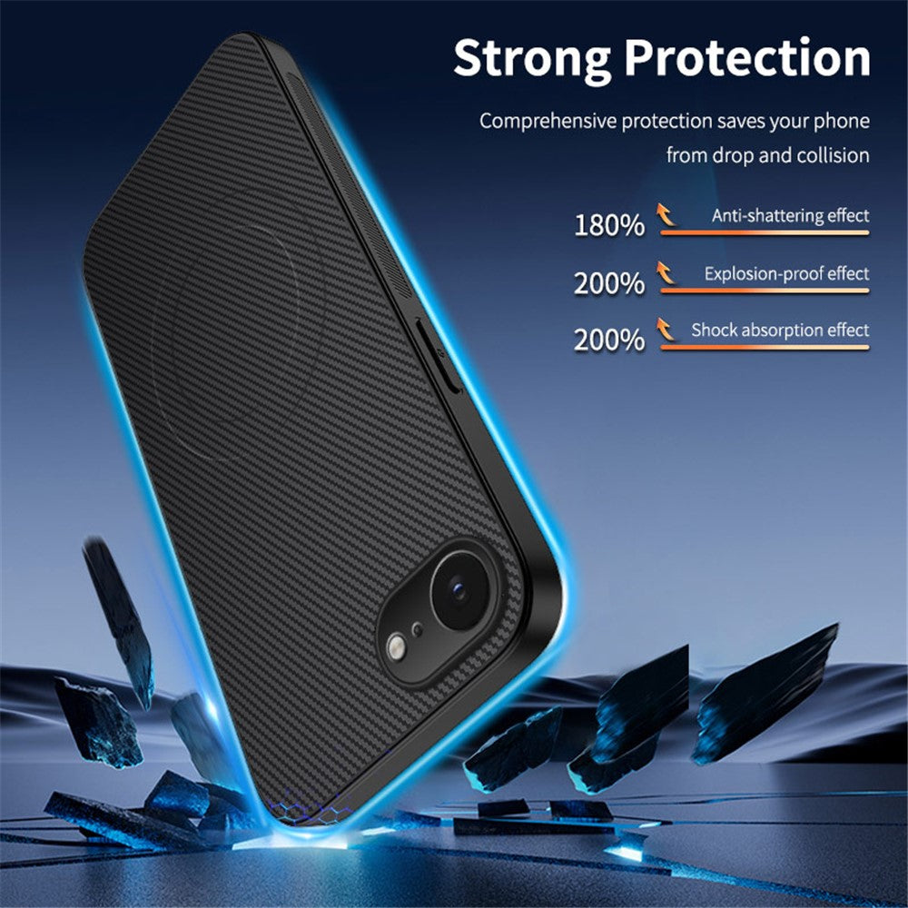 WANLONFENG iPhone 17e/16e Hülle mit MagSafe, Carbon-Optik PC TPU