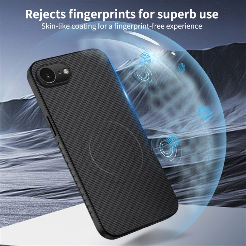 WANLONFENG iPhone 17e/16e Hülle mit MagSafe, Carbon-Optik PC TPU