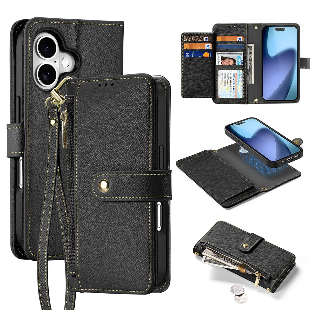 DUX DUCIS For iPhone 17 Case  Lawa Series Detachable Magnetic Cowhide Leather Cover Zipper Wallet