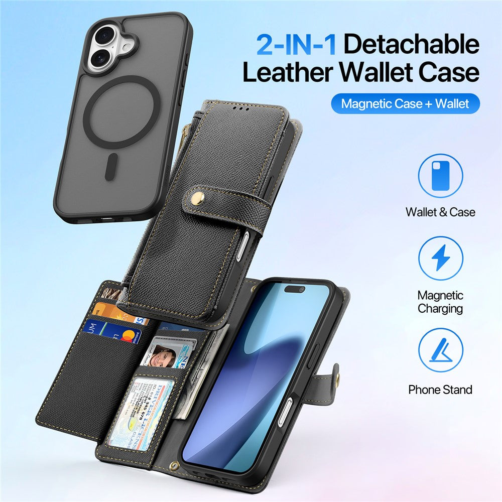 DUX DUCIS For iPhone 17 Case  Lawa Series Detachable Magnetic Cowhide Leather Cover Zipper Wallet