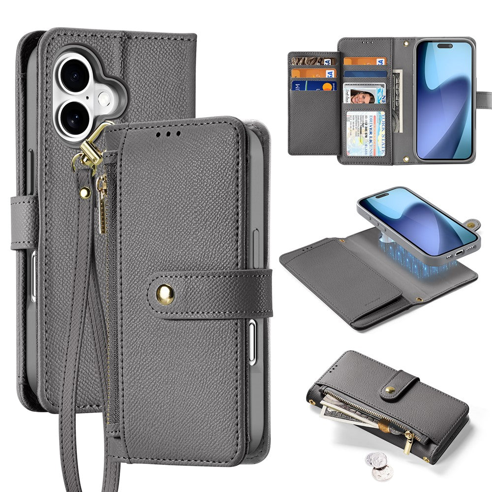 DUX DUCIS For iPhone 17 Case  Lawa Series Detachable Magnetic Cowhide Leather Cover Zipper Wallet