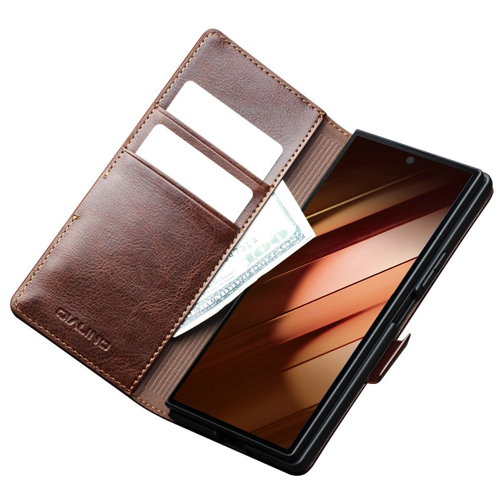 QIALINO Echtleder Hülle für Samsung Galaxy Z Fold7 5G mit Kartenfach & Standfunktion