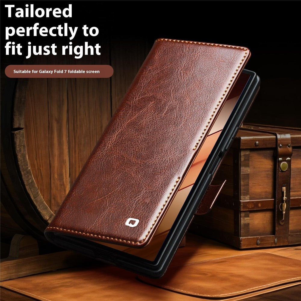 QIALINO Echtleder Hülle für Samsung Galaxy Z Fold7 5G mit Kartenfach & Standfunktion