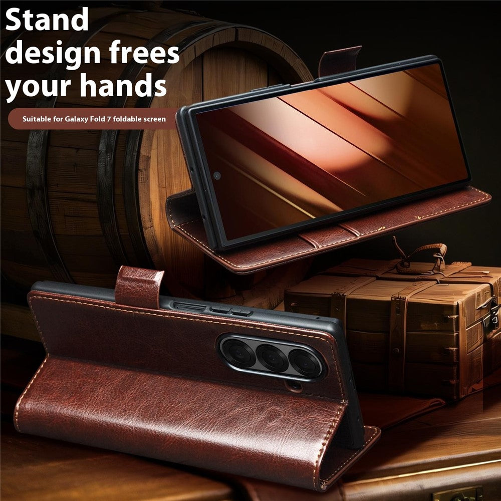 QIALINO Echtleder Hülle für Samsung Galaxy Z Fold7 5G mit Kartenfach & Standfunktion