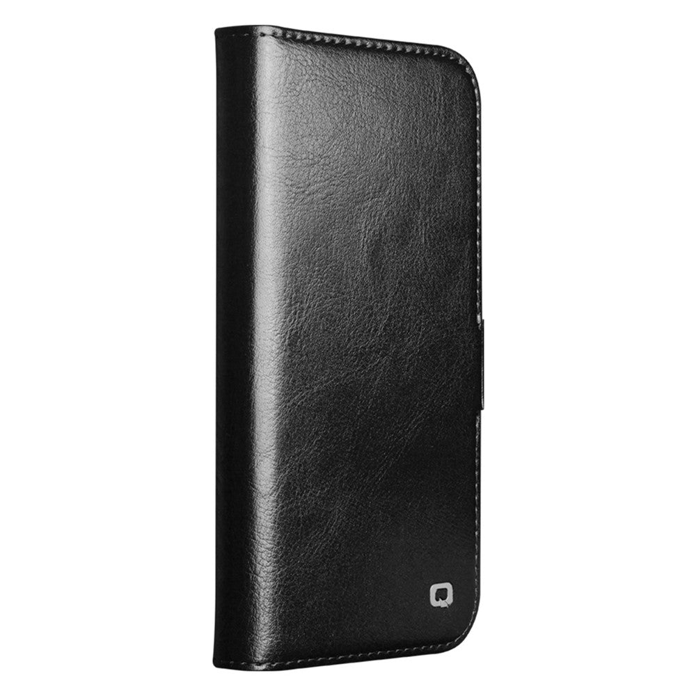 QIALINO For iPhone 17 Case with Card Holder Genuine Cow Leather Stand Phone Cover