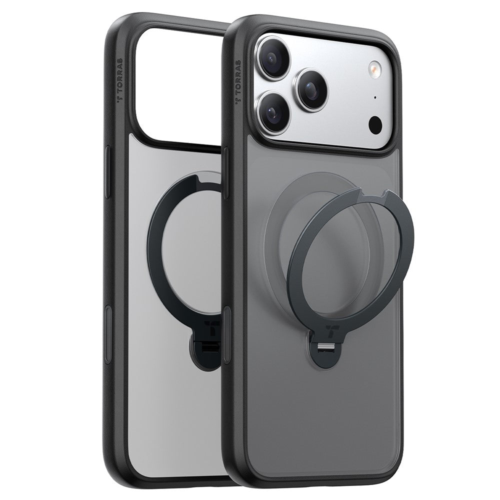 TORRAS Ostand Q3 Spin Series For iPhone 17 Pro Case Compatible with MagSafe Rotating Kickstand PC + TPU Phone Cover