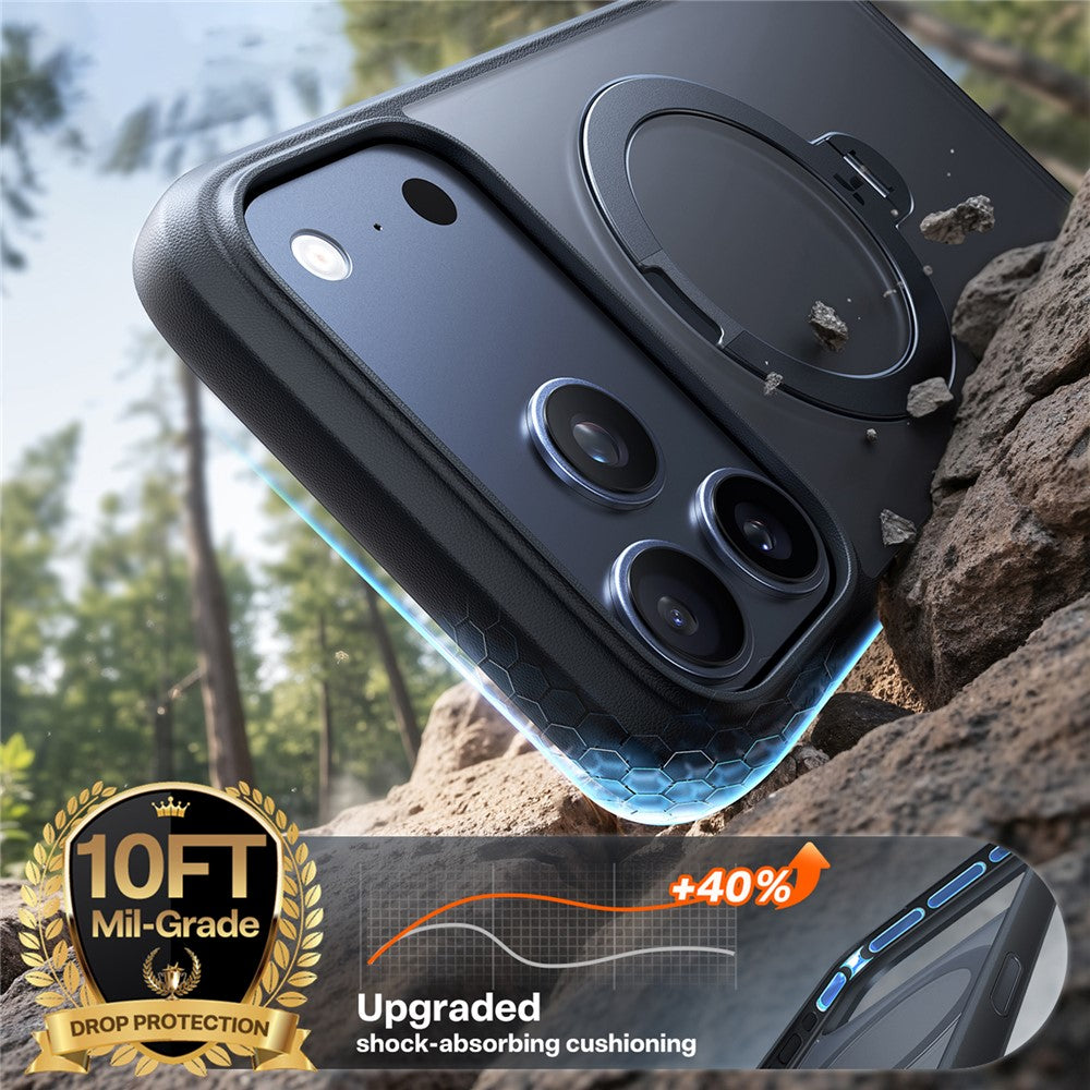 TORRAS Ostand Q3 Spin Series For iPhone 17 Pro Case Compatible with MagSafe Rotating Kickstand PC + TPU Phone Cover