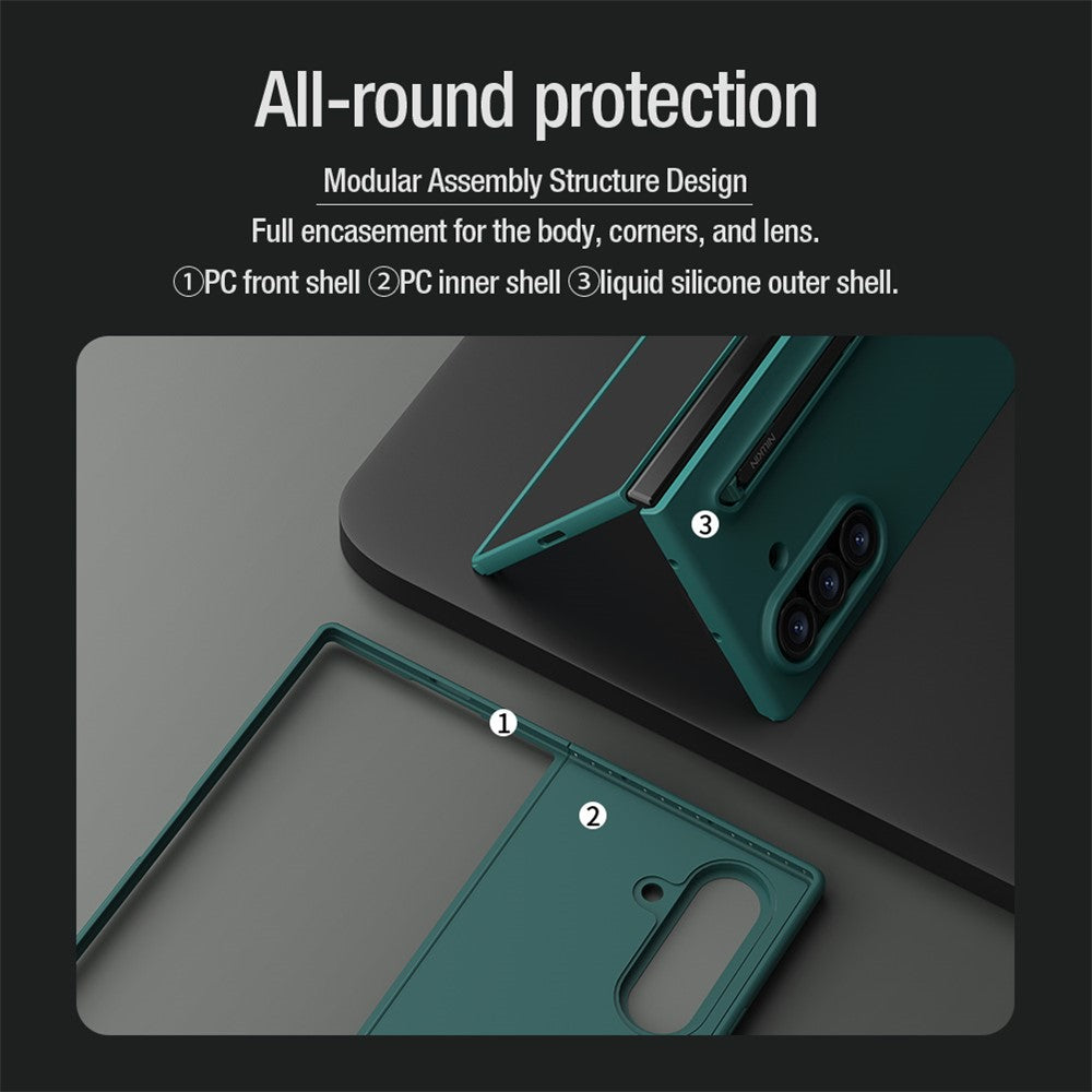 NILLKIN Flex Pure Fold Hülle für Samsung Galaxy Z Fold7 5G – Silikon + PC mit Stift