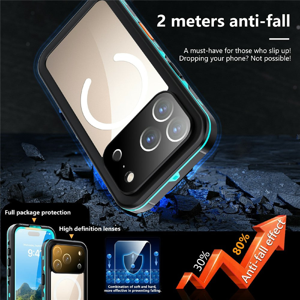 REDPEPPER Dot+ Series For iPhone 17 Pro Cellphone Case Compatible with MagSafe IP68 Waterproof Clear Back Phone Cover
