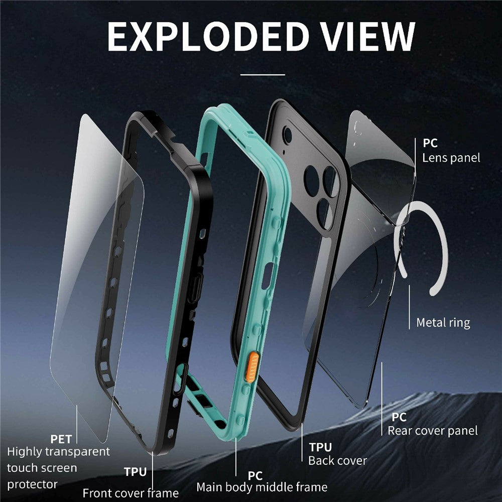 REDPEPPER Dot+ Series For iPhone 17 Pro Max Cellphone Case Compatible with MagSafe IP68 Waterproof Clear Back Phone Cover