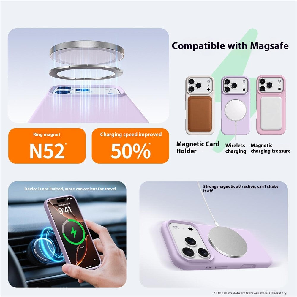 For iPhone 18 Pro / 17 Pro Case Compatible with MagSafe Skin-friendly Liquid Silicone + PC Phone Cover