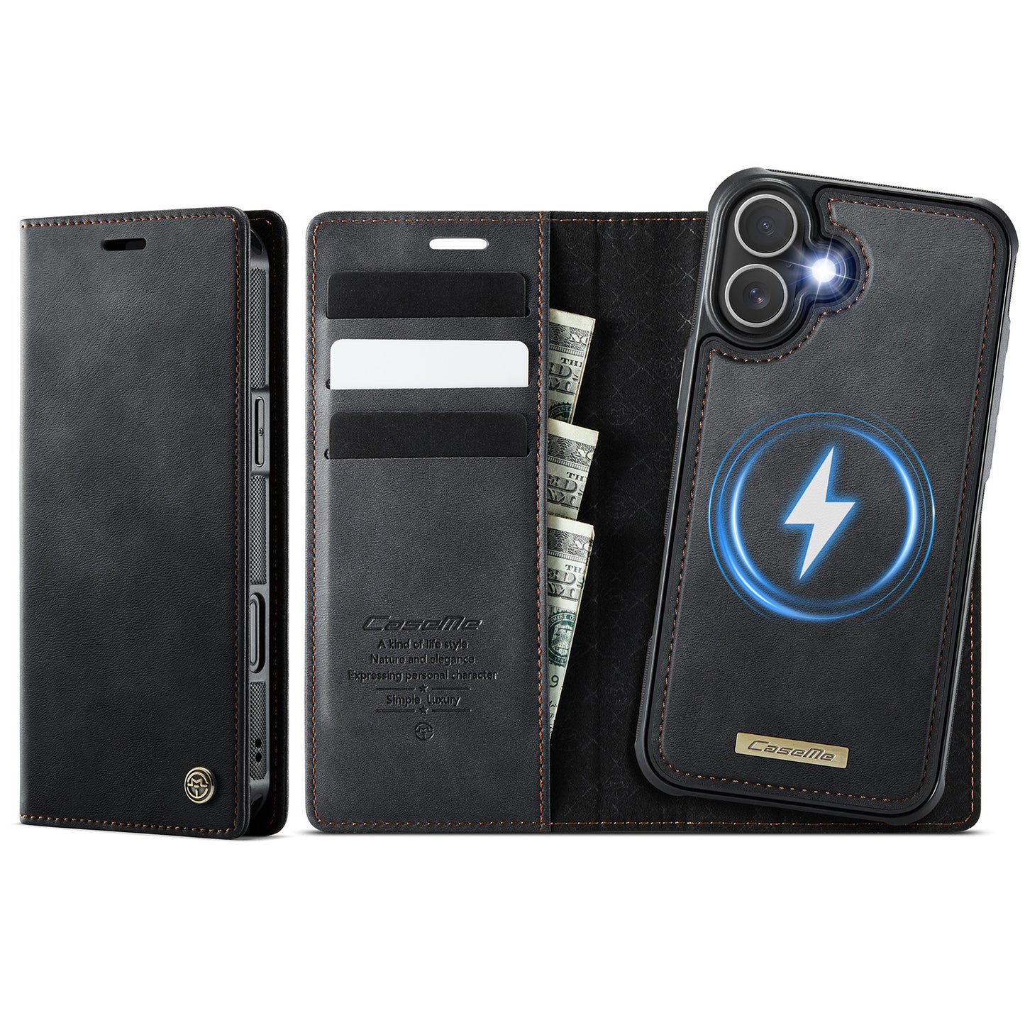 CASEME For iPhone 17 Case  C49 Compatible with MagSafe RFID Blocking Detachable Wallet Leather Phone Cover