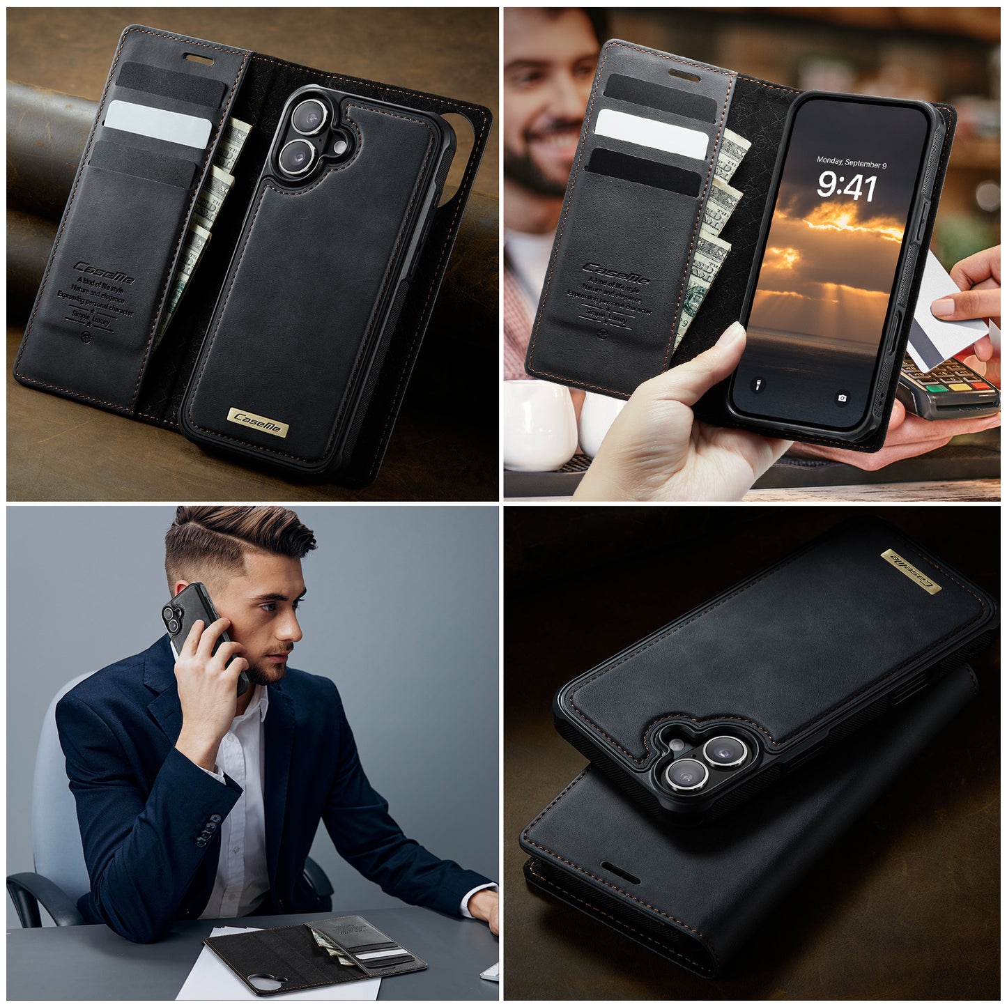 CASEME For iPhone 17 Case  C49 Compatible with MagSafe RFID Blocking Detachable Wallet Leather Phone Cover