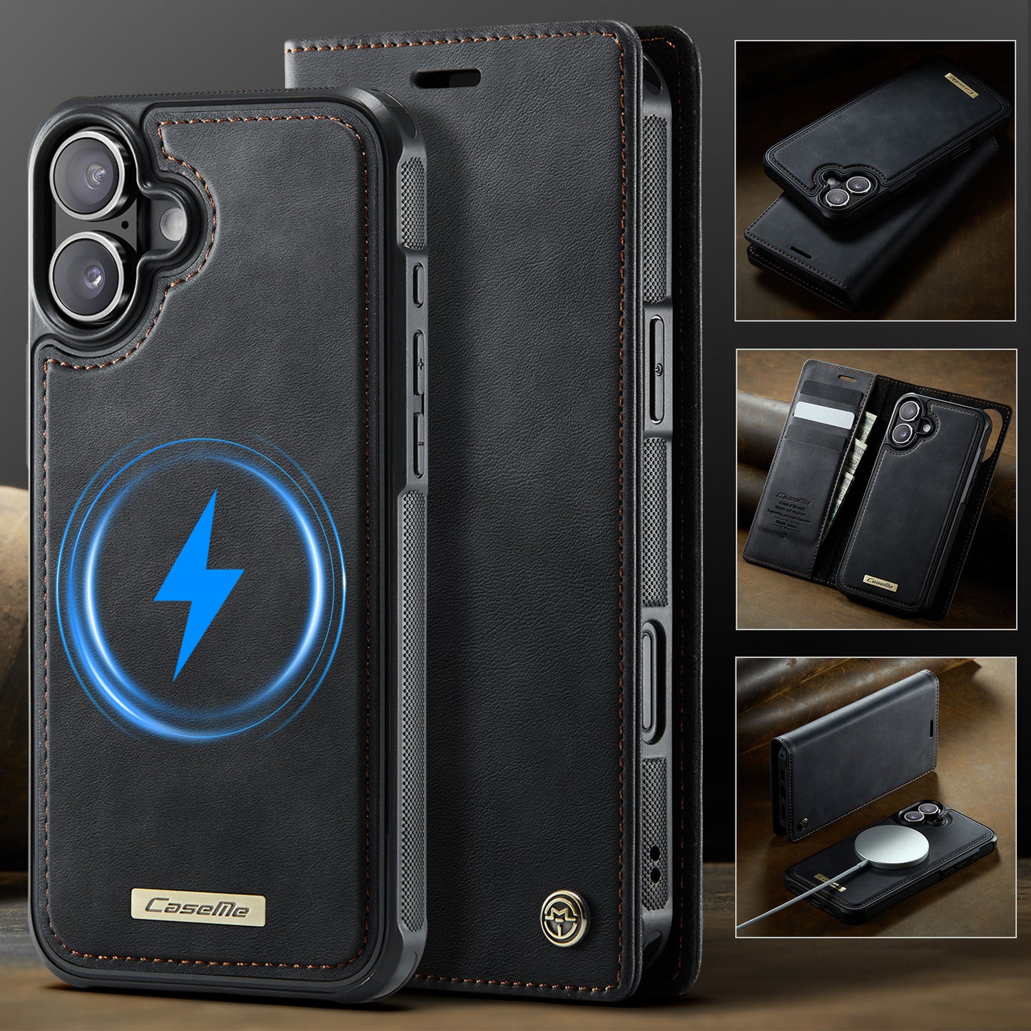 CASEME For iPhone 17 Case  C49 Compatible with MagSafe RFID Blocking Detachable Wallet Leather Phone Cover