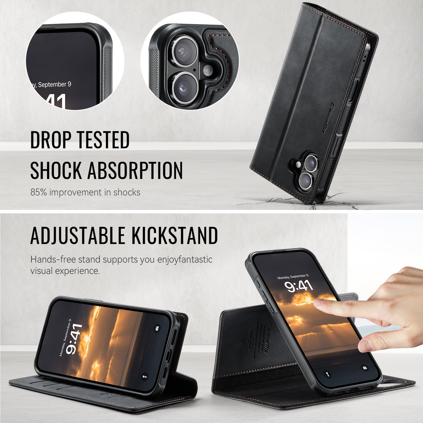 CASEME For iPhone 17 Case  C49 Compatible with MagSafe RFID Blocking Detachable Wallet Leather Phone Cover