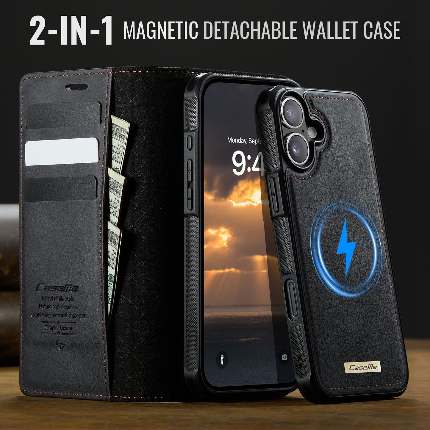 CASEME For iPhone 17 Case  C49 Compatible with MagSafe RFID Blocking Detachable Wallet Leather Phone Cover