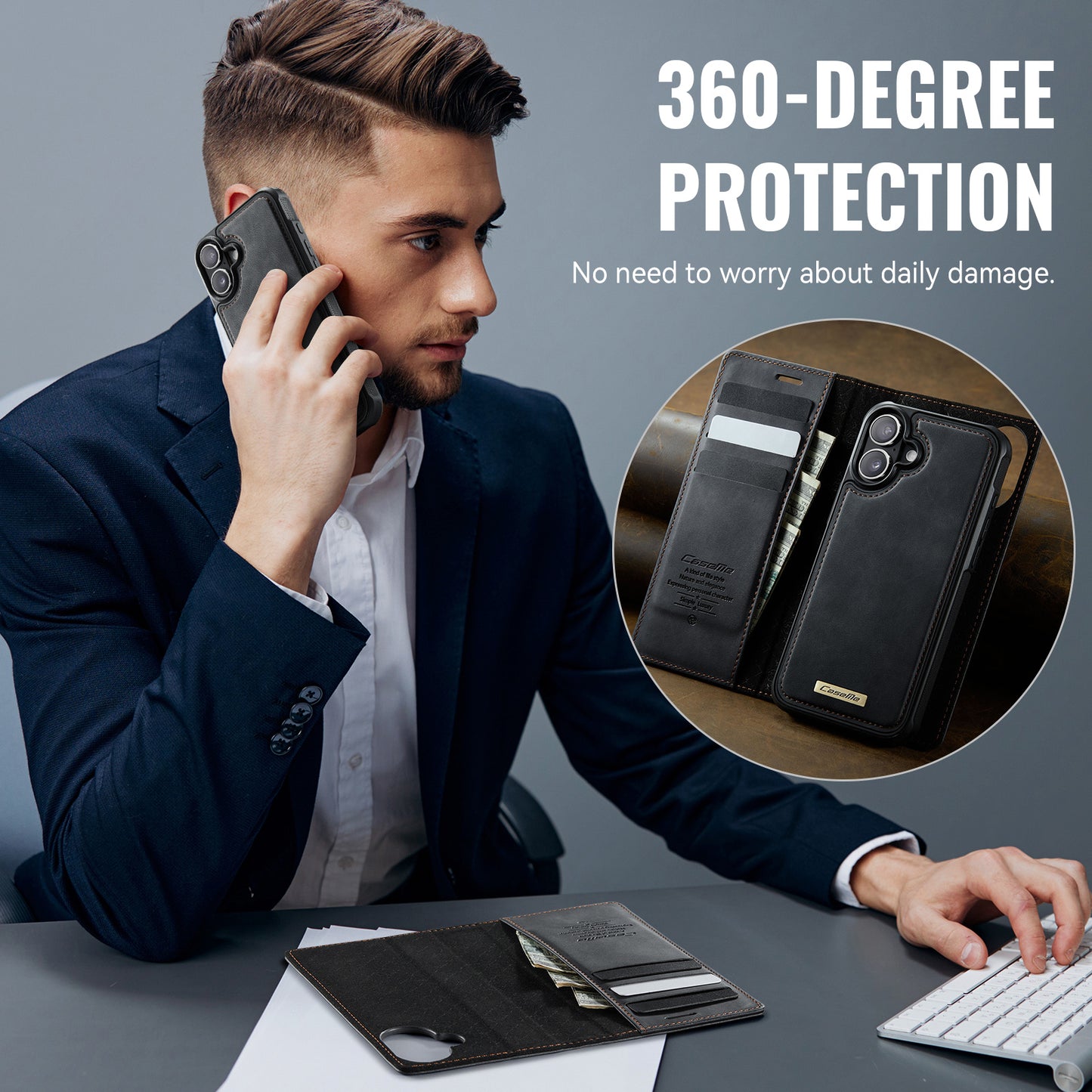 CASEME For iPhone 17 Case  C49 Compatible with MagSafe RFID Blocking Detachable Wallet Leather Phone Cover