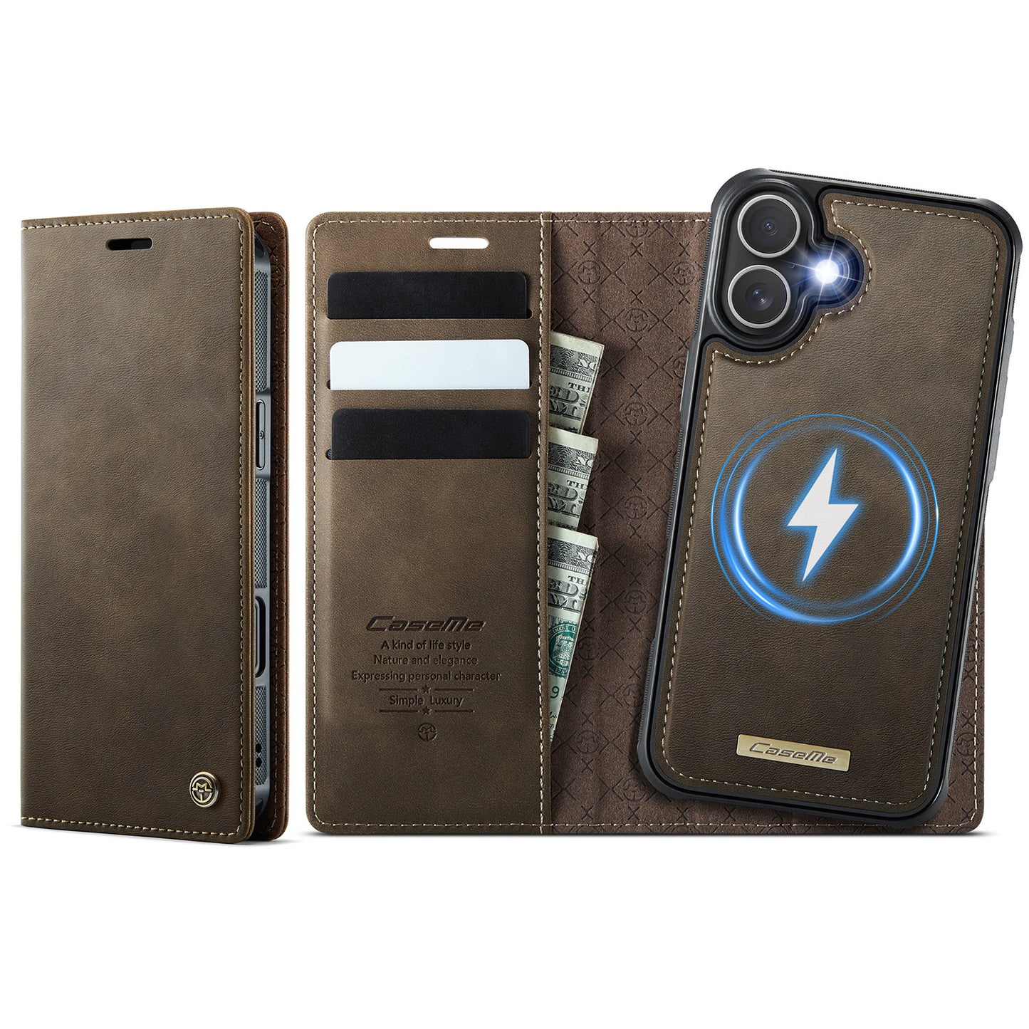 CASEME For iPhone 17 Case  C49 Compatible with MagSafe RFID Blocking Detachable Wallet Leather Phone Cover