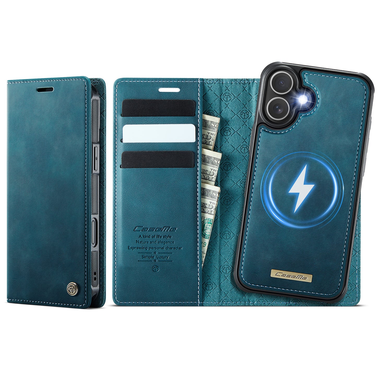 CASEME For iPhone 17 Case  C49 Compatible with MagSafe RFID Blocking Detachable Wallet Leather Phone Cover