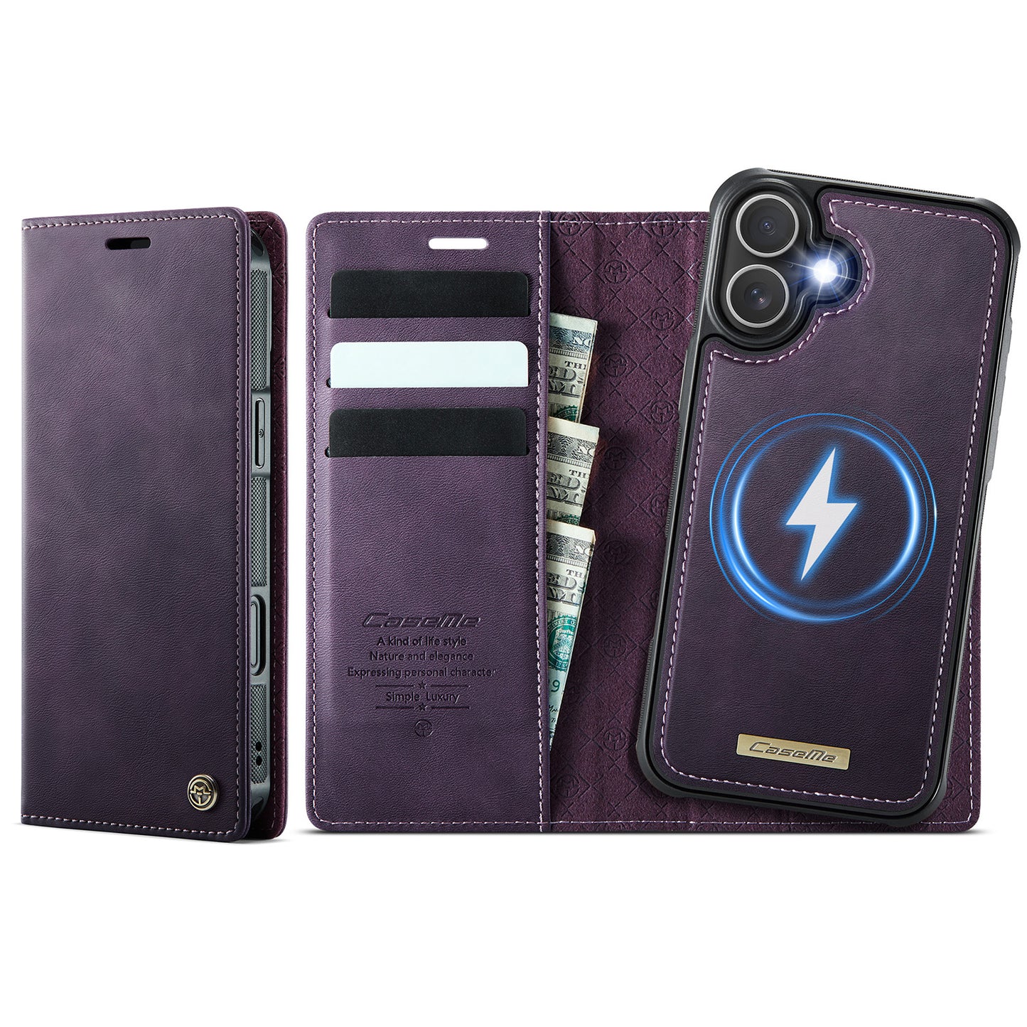CASEME For iPhone 17 Case  C49 Compatible with MagSafe RFID Blocking Detachable Wallet Leather Phone Cover